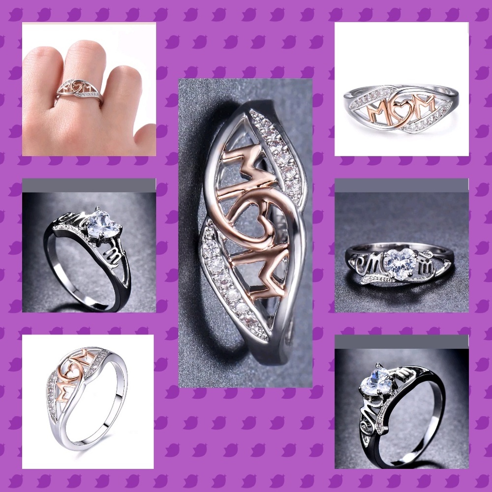 925 Silver White Sapphire MOM 925 Silver Rose Gol
